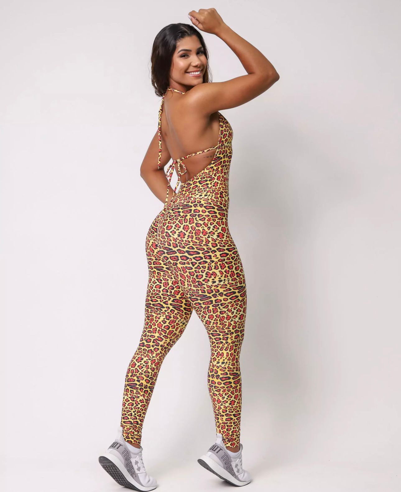 Macacão Fitness Estampa Onça com Recorte nas Costas - Imagem 2