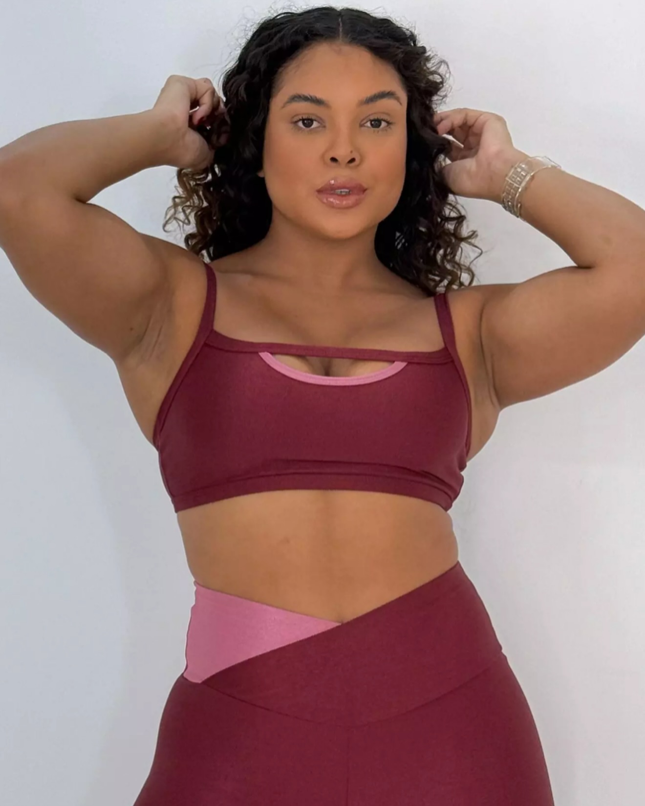 Conjunto Fitness Vinho Compressão Texturizada - Imagem 2