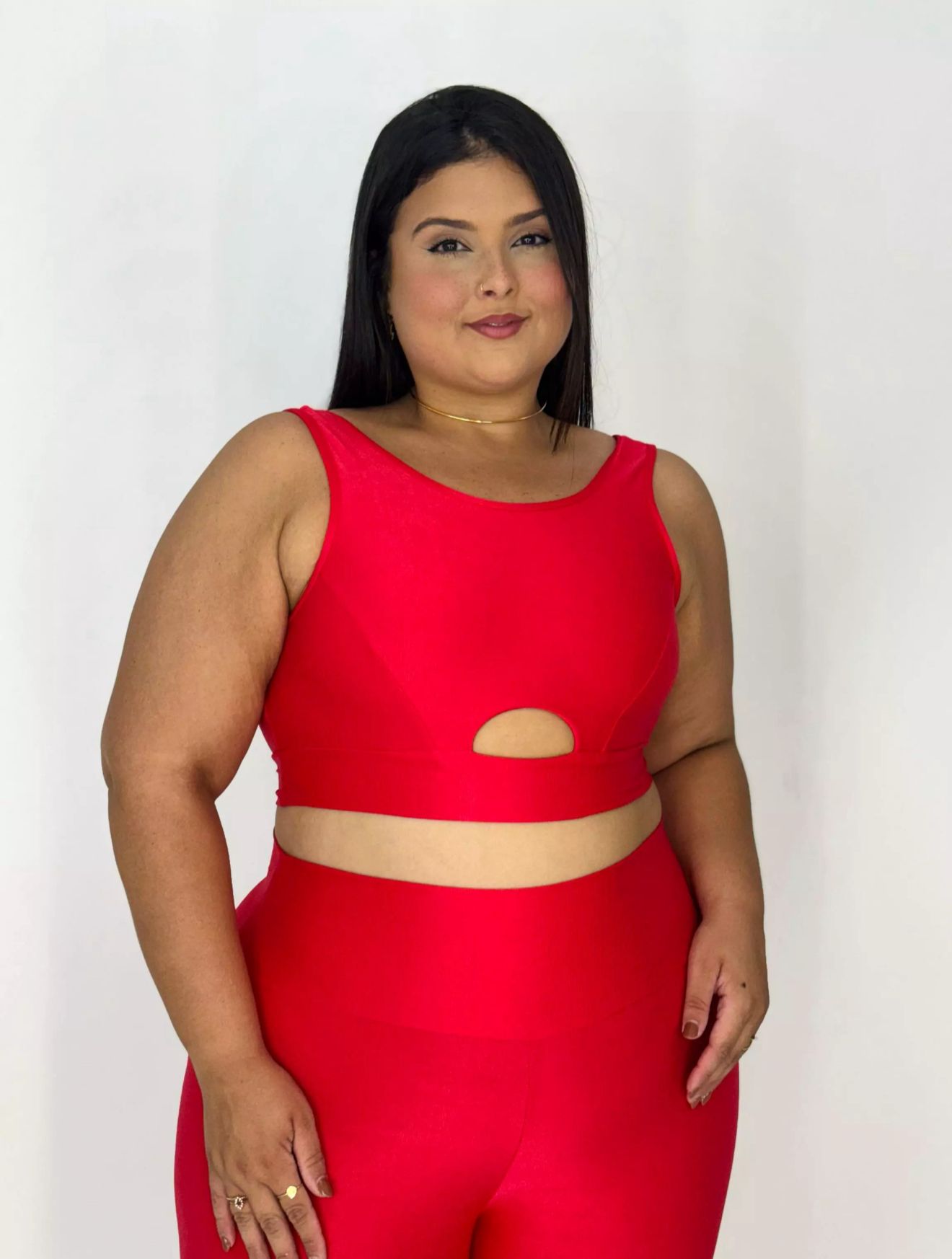 Conjunto G Fitness Vermelho com Recorte no Top