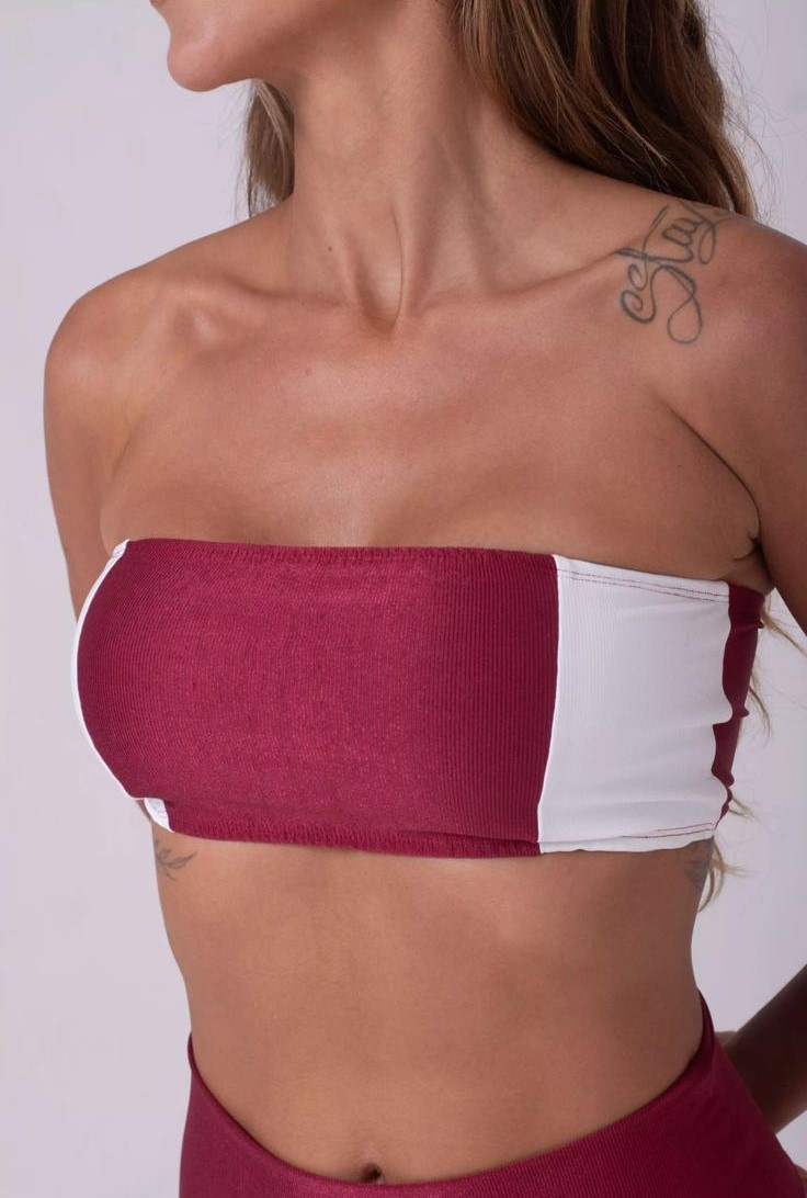 Conjunto Fitness Bicolor Cereja com Legging Compressão e Top Faixa Maisa - Imagem 6