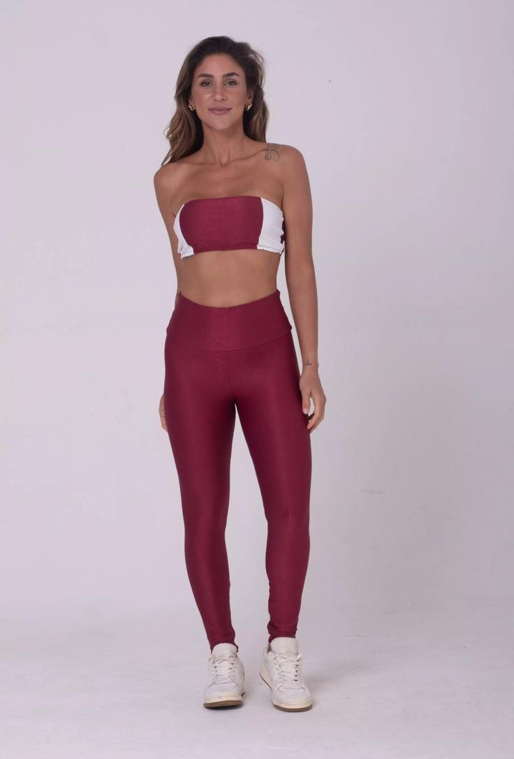 Conjunto Fitness Bicolor Cereja com Legging Compressão e Top Faixa Maisa - Imagem 8