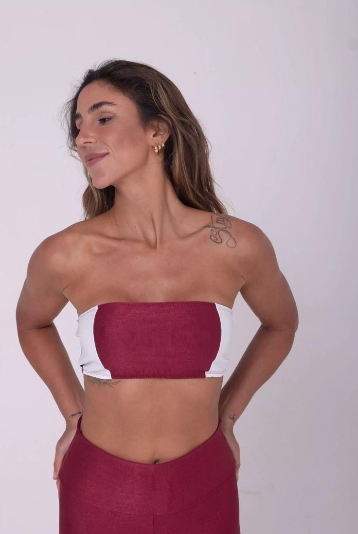 Conjunto Fitness Bicolor Cereja com Legging Compressão e Top Faixa Maisa - Imagem 7