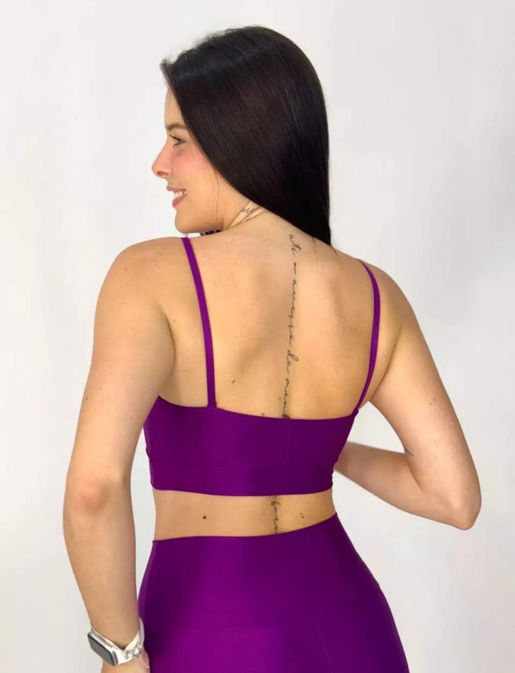 Conjunto Fitness Fúcsia: Legging Básica Compressão + Top Bia - Imagem 5