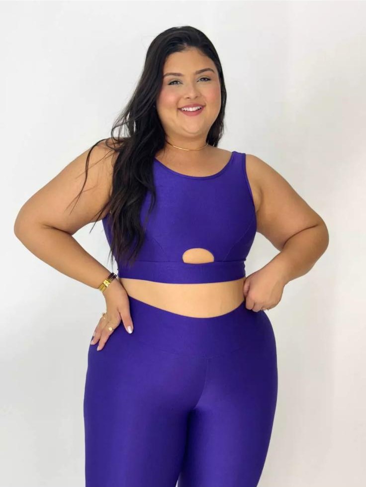 Conjunto Fitness Violeta-G: Legging Básica Compressão + Top Márcia - Imagem 2