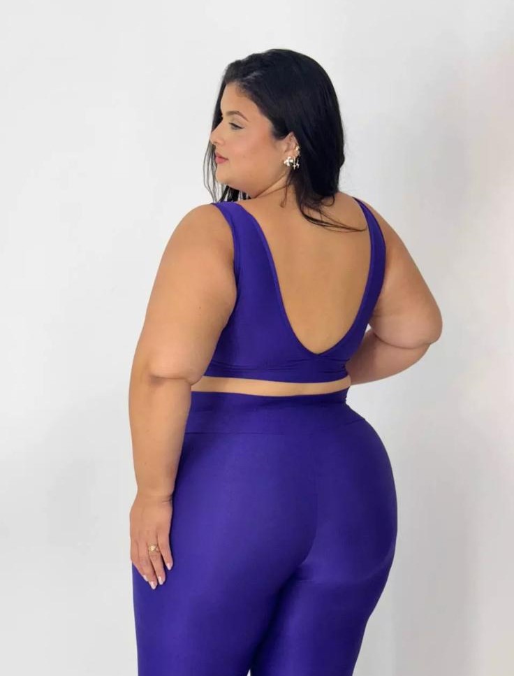 Conjunto Fitness Violeta-G: Legging Básica Compressão + Top Márcia - Imagem 3