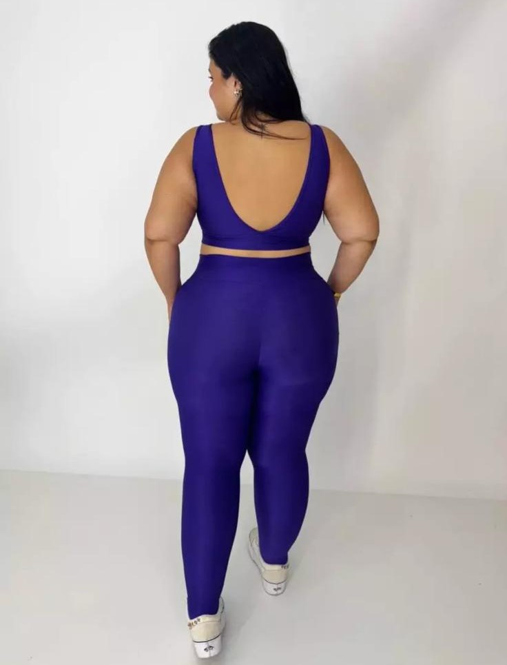Conjunto Fitness Violeta-G: Legging Básica Compressão + Top Márcia - Imagem 4