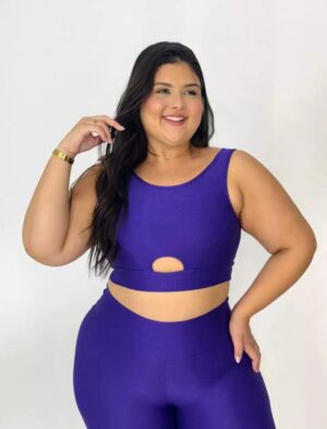 Conjunto Fitness Violeta-G: Legging Básica Compressão + Top Márcia