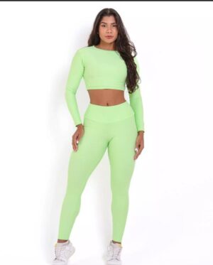 Conjunto Fitness Citrus: Calça Legging Básica Light + Top Maria