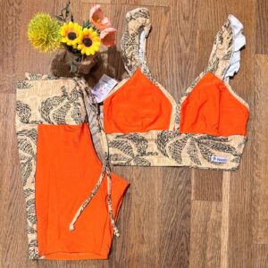Conjunto Bermuda – Laranja com Estampa Animal Print