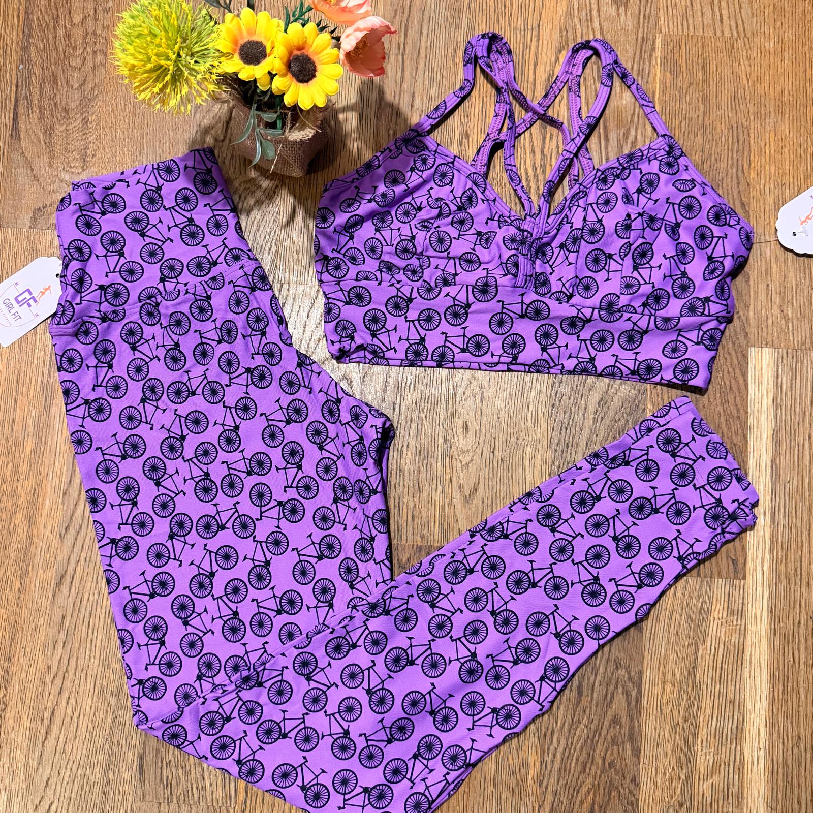 Conjunto Legging – Bicicletas Roxo
