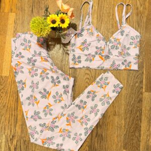 Conjunto Legging – Floral Preto e Laranja